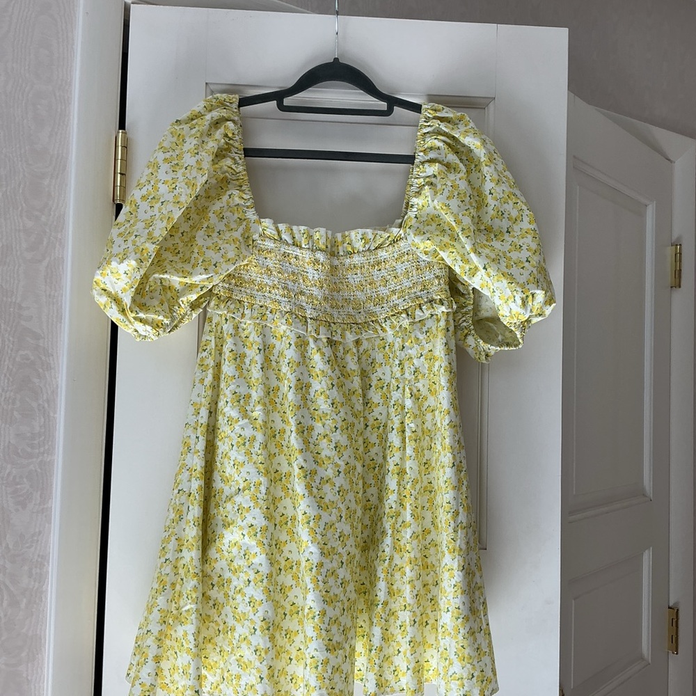 For Love And Lemons Yellow Floral Mini Dress